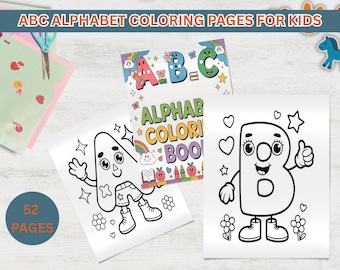 ABC Alphabet Coloring Pages for Kids - Letters Coloring Pages - Activity Sheets for Kids - ABC Printable Coloring - Instant Download