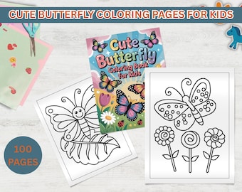 Cute Butterfly Coloring Pages for Kids - Fun Coloring Pages - Activity Sheets for Kids - Spring Butterfly Coloring - Instant Download
