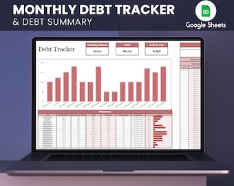 Hoja de cálculo de seguimiento de deudas, hojas de cálculo financieras, diseños digitales