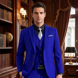 Royal Blue Men's 3-Piece Suit, Slim Fit Wedding Tuxedo bespoke Suit | The Libas Art
