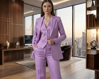 Elegance in Lavender purple Power 3-piece Suit Confidence Bespoke Tailoring The Libas Art