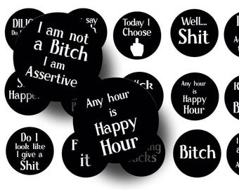 Funny sayings bottle cap images - Adult humor digital collage sheet for Magnets , Stickers, Key Chains