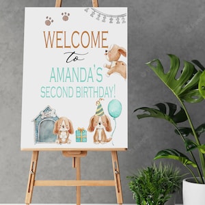 Dog Birthday Party Welcome Sign PRINTABLE  -  Doggie Second Birthday Birthday Party -  Two Let The Dogs Out Party Sign