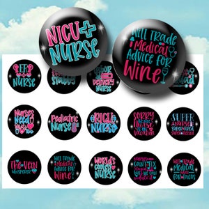 Funny Nurse Quotes Bottle Cap Images, Variety Humor Sheet, 1 Inch Circles Printable, Nurse Life Collage Sheet, Instant Download