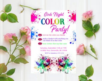 Color Basket Girls Night Out Invitation – Printable Color Party Invite