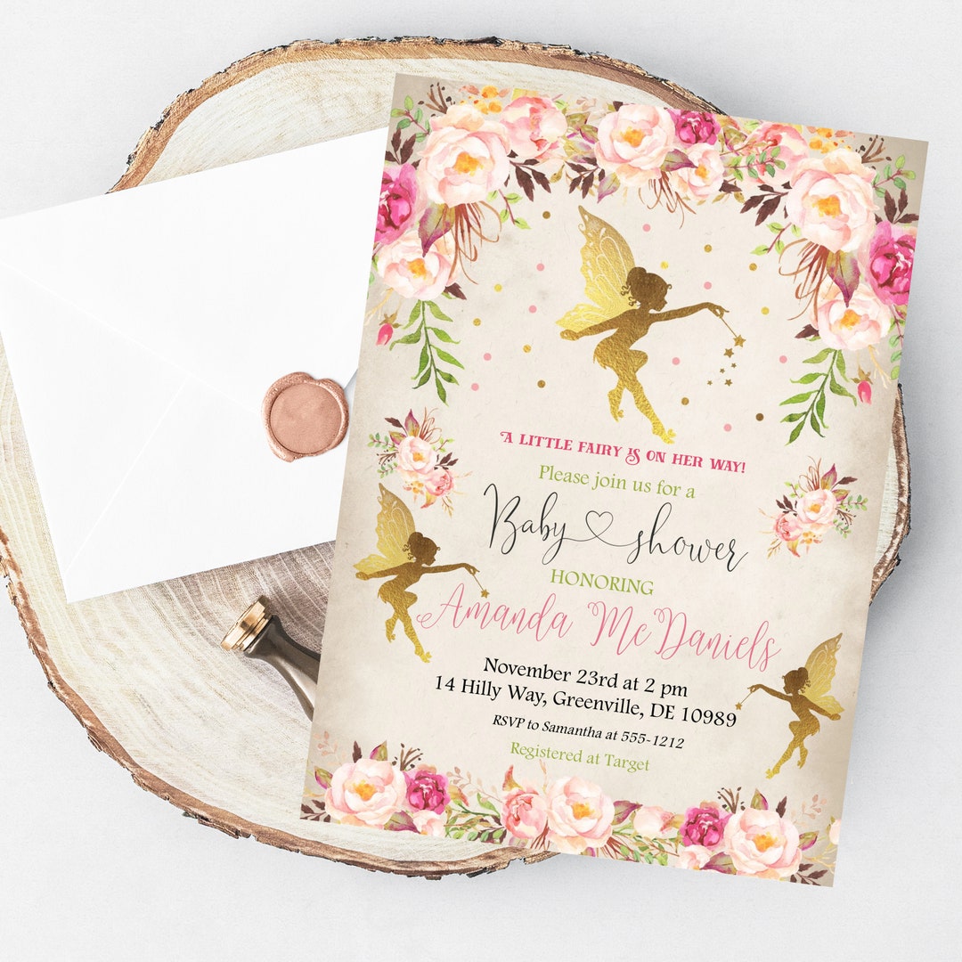 Fairy Baby Shower Invitation PRINTABLE Pixie Baby Shower Invitation ...