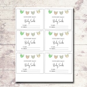 Guess How Many Socks PRINTABLE Baby Shower Game - Diaper and Wipes ...
