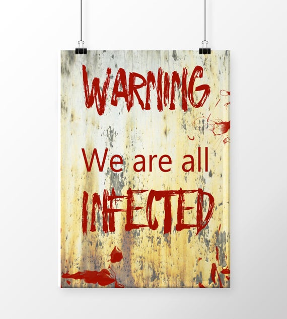 Warning sign , Zombie poster , Zombie wall decor , Zombie party , Halloween decor , Halloween decoration , Instant download