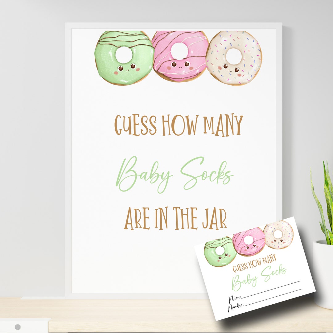Guess How Many Socks PRINTABLE Baby Shower Game Donut Theme Baby Shower ...