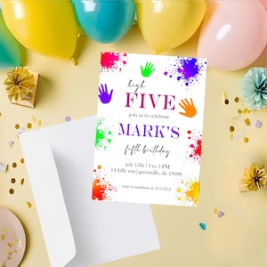 Editable High Five 5th Birthday Invitation – Hi Five Fifth Birthday Party Theme, Digital Download