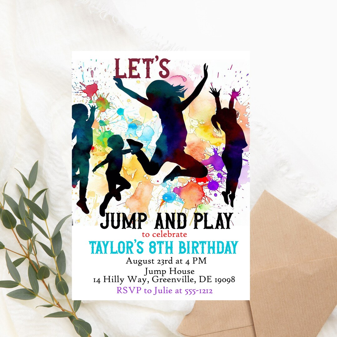 Jump Birthday Invitation PRINTABLE Trampoline Park Party Invitation ...
