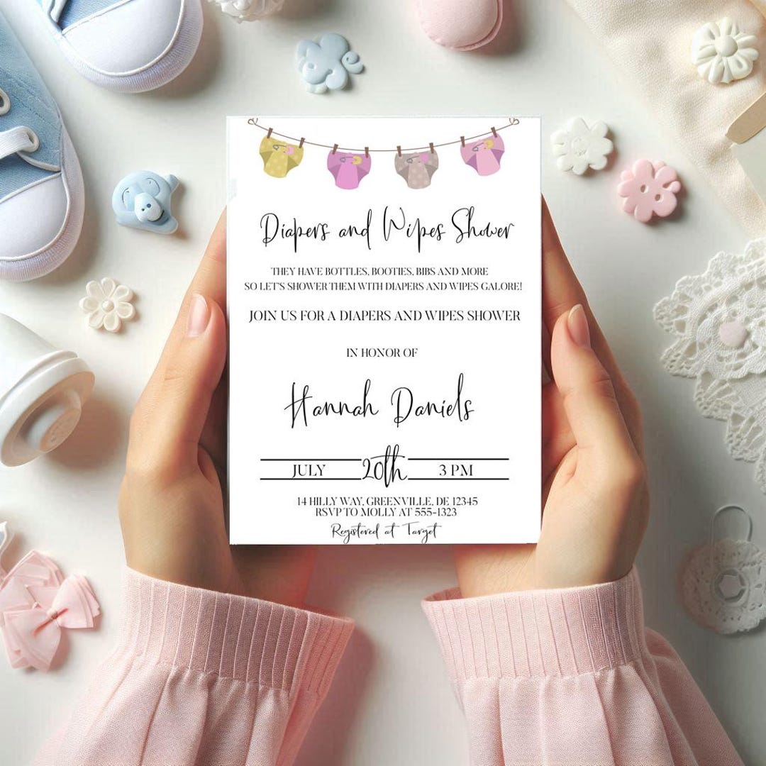 Diapers And Wipes Baby Shower Invitation PRINTABLE - Diaper Invitation -  Gender Neutral Baby Shower Invitation - Etsy México, image size:1080x1080