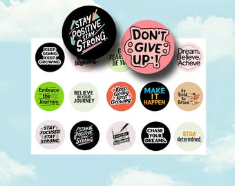 Motivational Quotes Bottle Cap Images - Positive Affirmations (Digital Download)