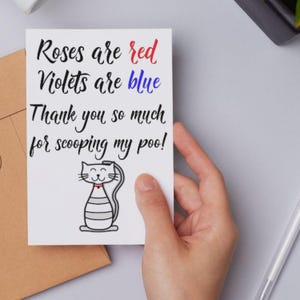 Funny Printable Cat sitter card - Cat thank you card - Instant Download PDF