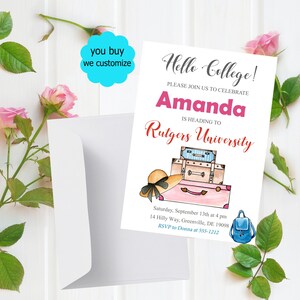 College Trunk Party Invitation PRINTABLE - Graduation invitation -  College Going Away Party Invite - Editable Text