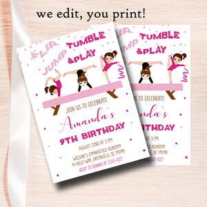 Gymnastics Birthday Invitation PRINTABLE - Gymnastics Party Invitation ...