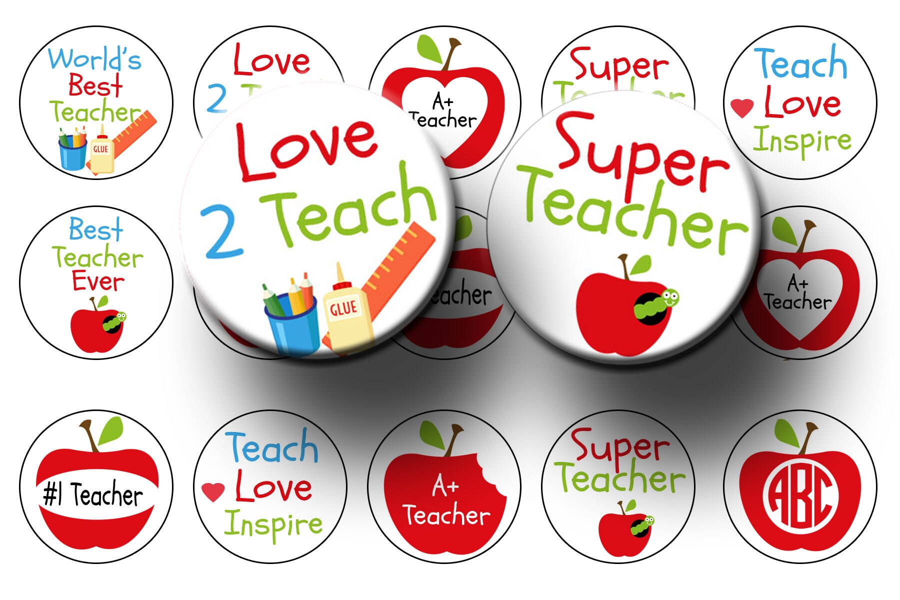 Teacher Bottle Cap Images 1 Inch Printable Circles Digital - Etsy