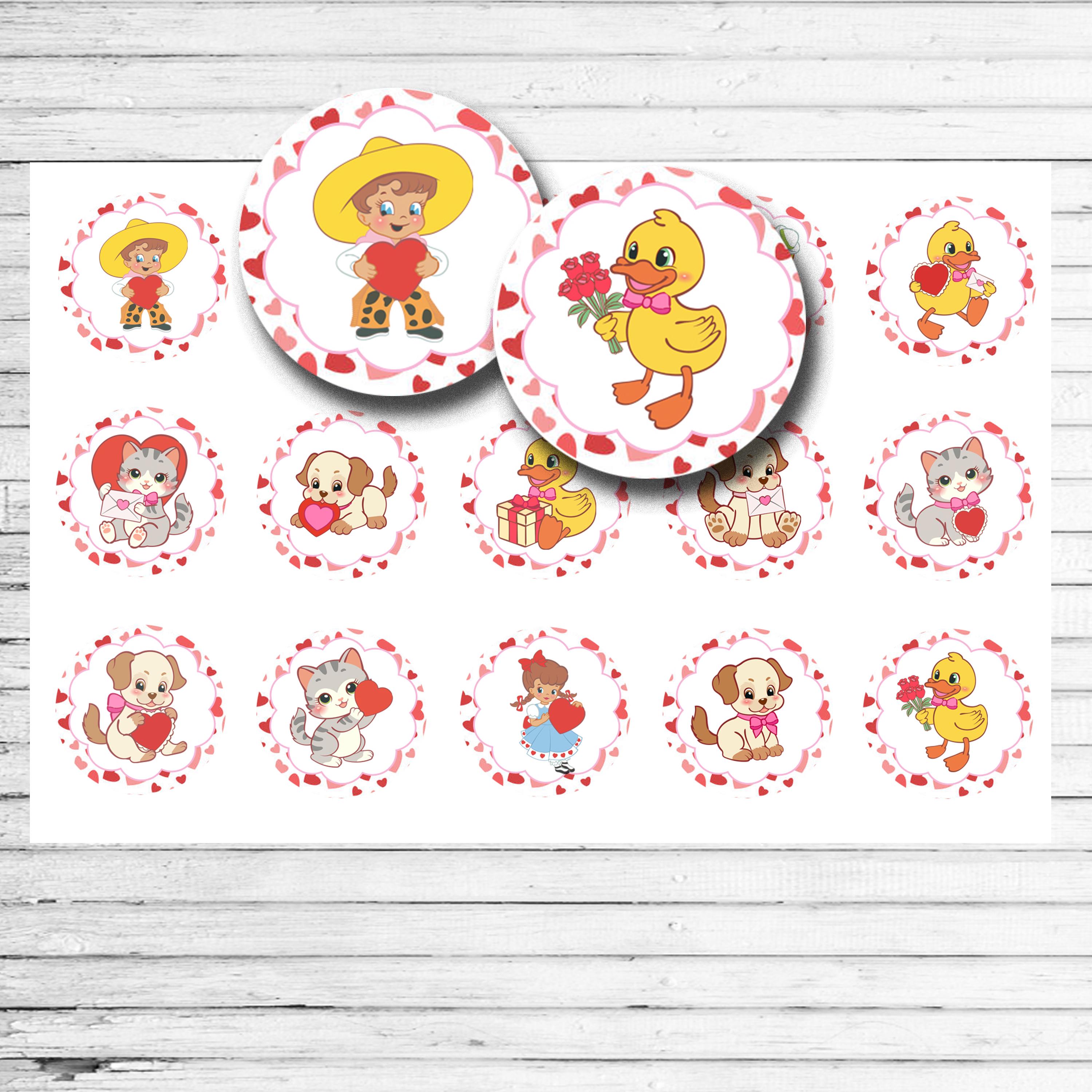 32 Easy Magnet Crafts for Kids 17 Retro Valentine Bottle Cap Images - Vintage 1 Inch Printable Circles…