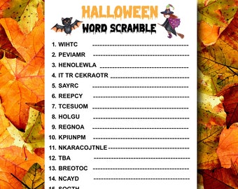 Jeu de mots brouillés pour Halloween - jeu de fête d'Halloween à imprimer - jeu de fête d'Halloween en classe