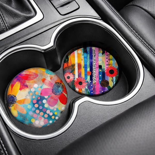 Floral Car Coaster Bundle– 3 Inch Bright Floral Coaster & Sublimation Circles Bundle – Printable PNG And PDF Sheet