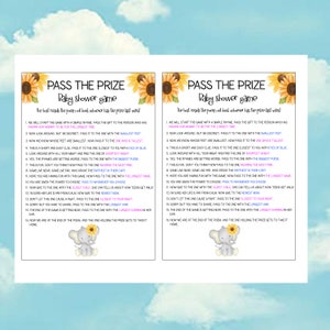 Pass the Prize PRINTABLE Baby Shower Game - Pass the Prize Rhyme Game ...