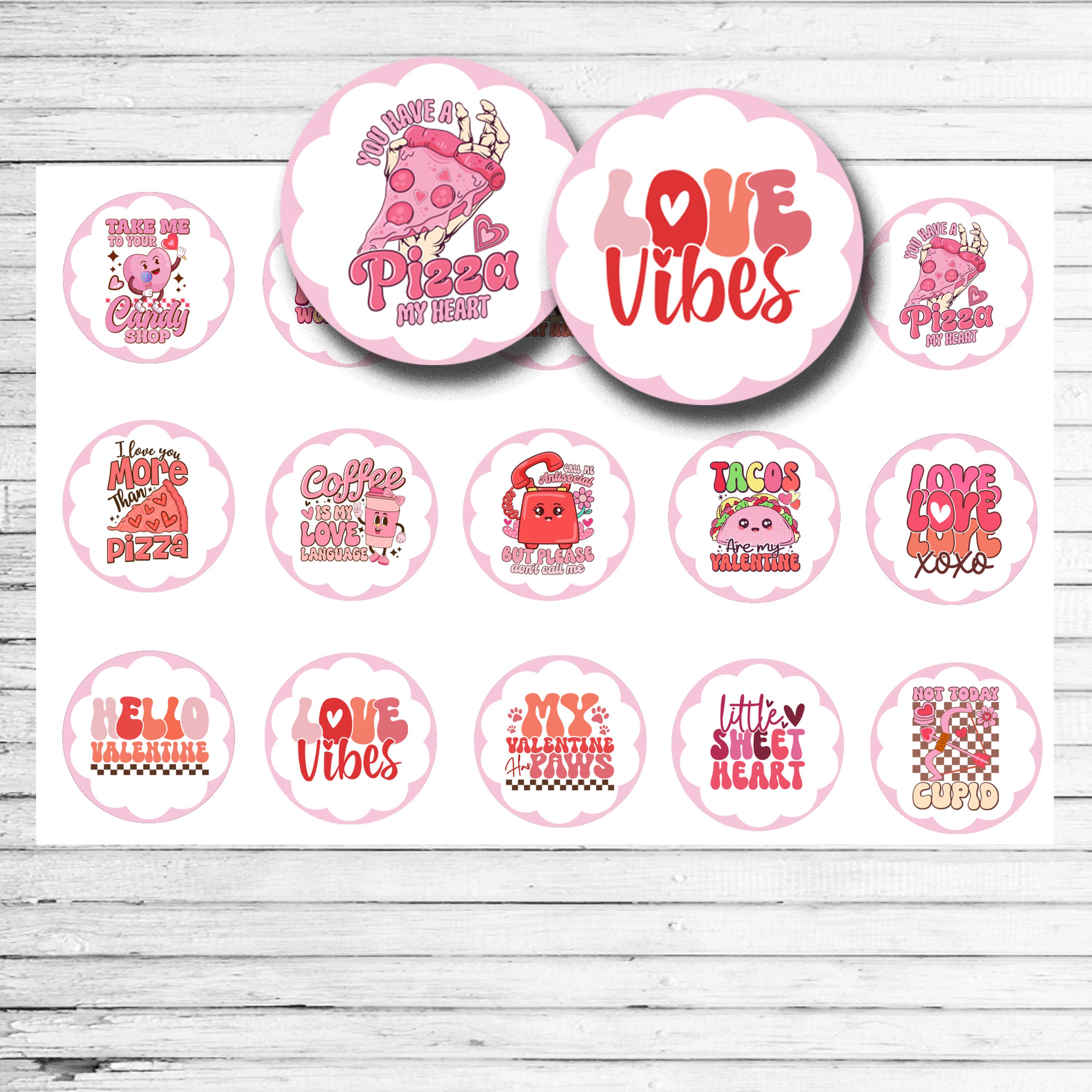 32 Easy Magnet Crafts for Kids 15 Retro Valentine Quotes Bottle Cap Images - 1 Inch Printable Circles…