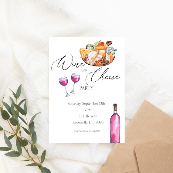 Wine and Cheese Party Invitation PRINTABLE Charcuterie Board Etsy