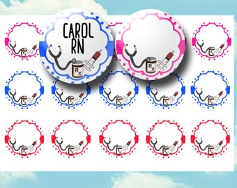Editable Nurse Bottle Cap Images – Healthcare Worker Collage Sheet – Stethoscope Template – Printable 4x6 Sheet –Badge Reels