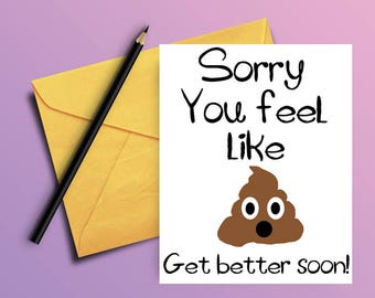 Get well card - Funny get well soon card -  PRINTABLE CARD - Feel better soon card