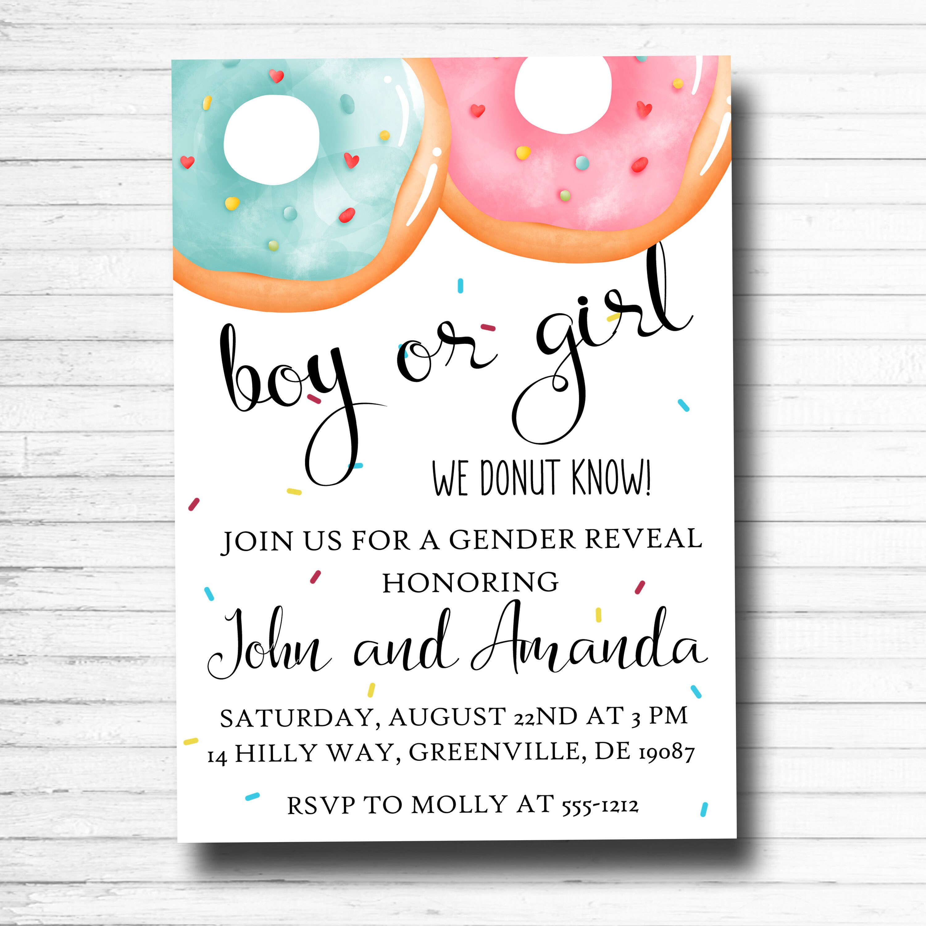 Donut Gender Reveal Invitation PRINTABLE Gender Reveal Etsy Canada