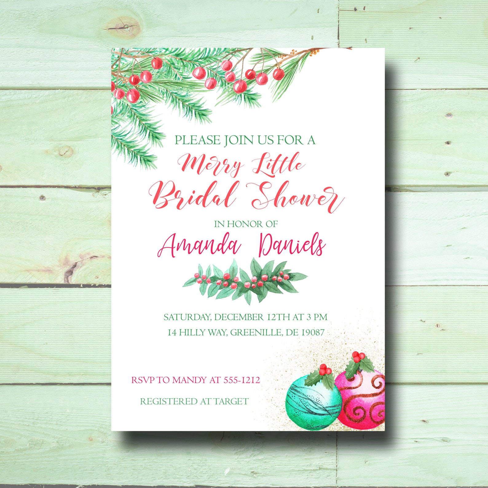 Christmas Bridal Shower Invitation PRINTABLE Holiday Bridal Etsy