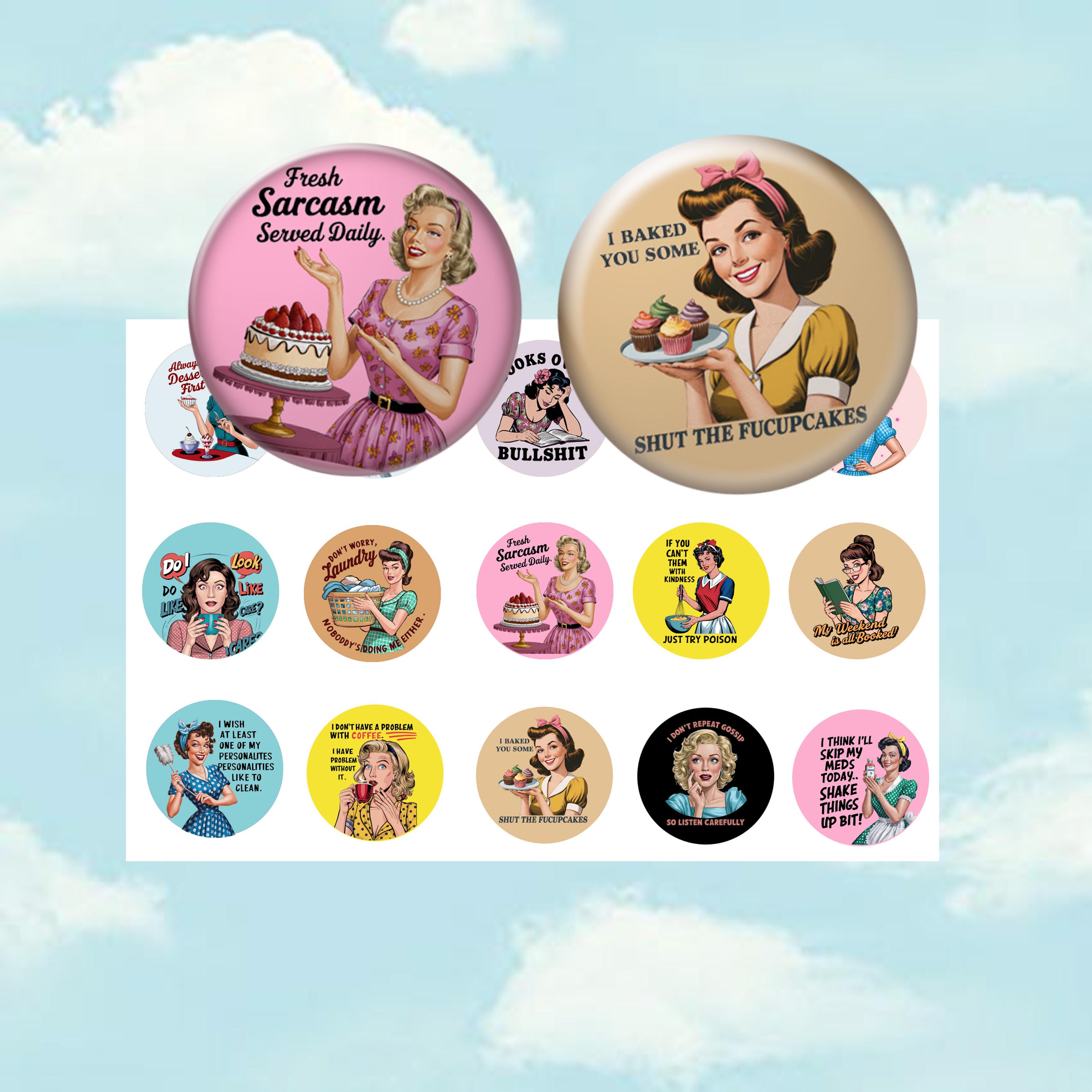 32 Easy Magnet Crafts for Kids 29 Retro Sarcastic Women Bottle Cap Images - Funny Vintage Quotes -…