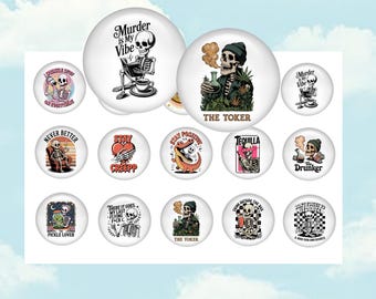 Skeleton Bottle Cap Images – Funny Retro Skeleton Sayings – Snarky Quote Bottle Cap Sheet – Printable 4x6 Collage – DIY Crafts