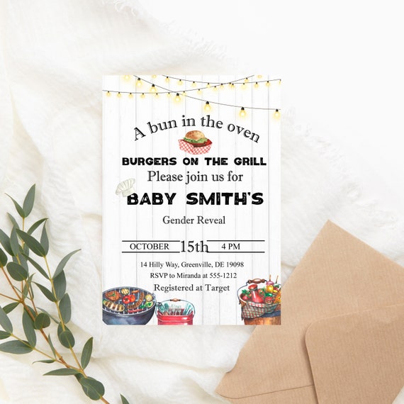 Gender Reveal BBQ Invitation PRINTABLE Baby Q Gender Reveal Etsy