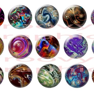 Colorful Abstract Circles Bottle Cap Images - Printable 1 Inch Round Designs - BCI Images For Magnets, Pendants, Badge Reels image 3