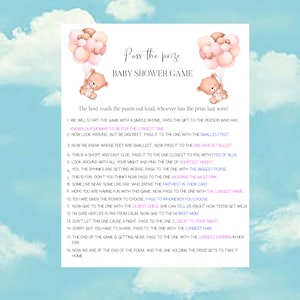 Pass The Prize PRINTABLE Baby Shower Game - Pass The Prize Rhyme Game - Girl Baby Shower Game