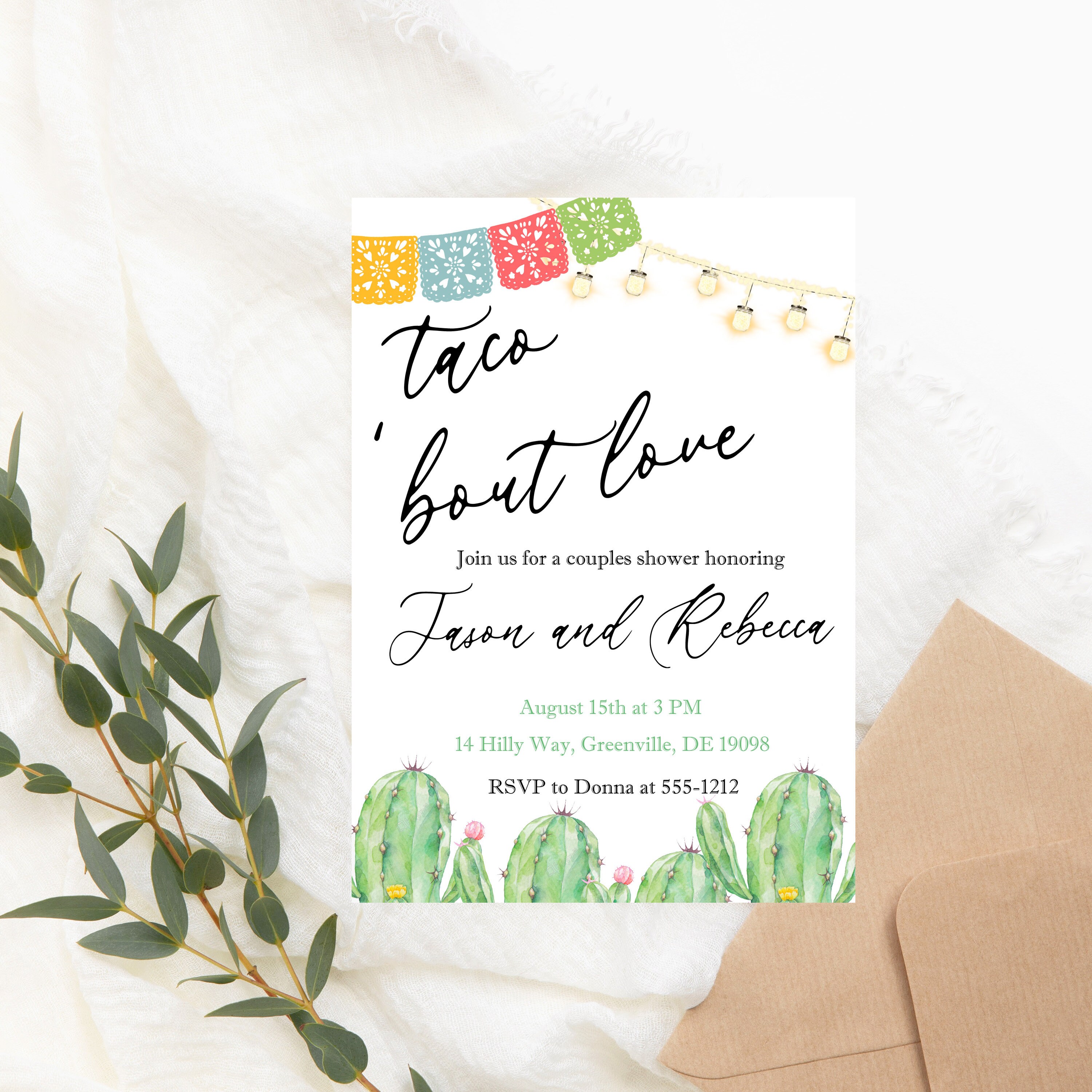 Taco Bout Love Bridal Shower Invitation Mexican Theme Bridal Shower Invitation PRINTABLE Coed Bridal Shower Invitation Fiesta