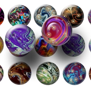4 x 6 digital collage sheet of abstract swirl bottle cap images.