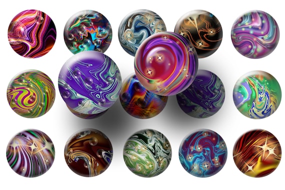 Colorful Abstract Circles Bottle Cap Images - Printable 1 Inch Round Designs - BCI Images For Magnets, Pendants, Badge Reels