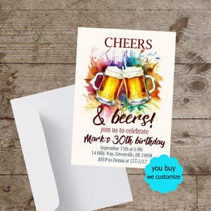 Cheers and Beers Birthday Invitation: Editable Beer Party Invite