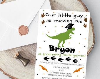 Kindergarten Graduation Invitation PRINTABLE - T Rex Graduation Invitation - Dinosaur Graduation Party Invitation