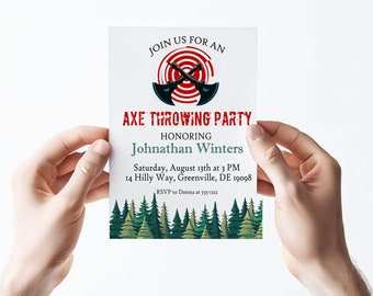 Axe Throwing Party Invitation - PRINTABLE Lumberjack Birthday Invitation - EDITABLE TEXT