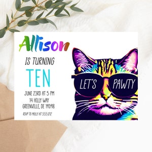 Invito per festa di compleanno con gatto divertente STAMPABILE - Festa di compleanno con gatto divertente