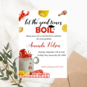 Crawfish Boil Graduation Party Invitation PRINTABLE - Low Country Boil Graduation invitation - Class Of 2025 Graduation Party