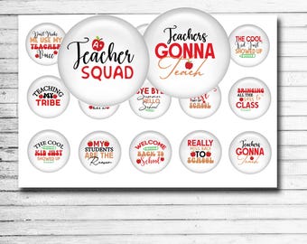 Teacher Quotes Bottle Cap Images - Teaching 1 inch Circles For Key Chains, Magnets, Hair Bow Centers , Journal Stickers