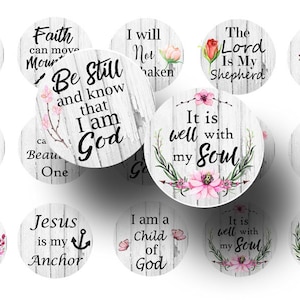 Spiritual 1 inch circles printable bottle cap images ,  Bible Verses bottle cap images for magnets, pendants, key chains