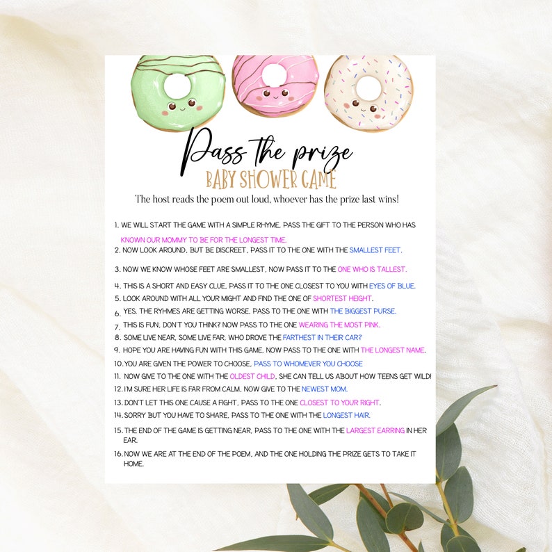 Pass the Prize PRINTABLE Baby Shower Game Pass the Prize - Etsy