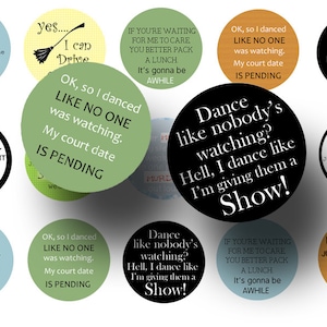 Sarcastic Sayings Bottle Cap Images – Printable 1 Inch Circles – Funny Snarky Quotes For Magnets, Keychains and Crafts image 1