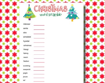 Christmas Word Scramble Game - PRINTABLE Christmas Party Game - Kids Christmas Party Game - Classroom Christmas Party Game