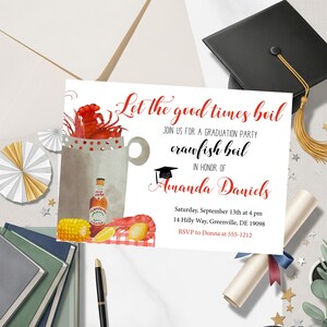 Crawfish Boil Graduation Party Invitation PRINTABLE - Low Country Boil Graduation invitation - Class Of 2025 Graduation Party